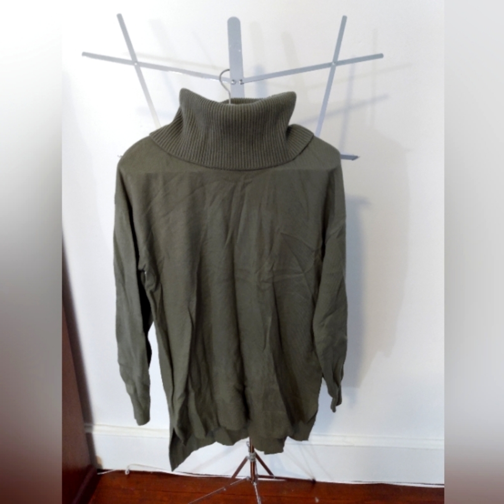 NWOT Ann Taylor Loft Olive Green Turtleneck Medium Petite